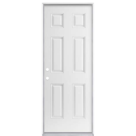32" Six Panel Prehung <b>Exterior</b> Fiberglass <b>Door</b> - Left Hand <b>Inswing</b>. . 30 x 80 exterior door righthand inswing